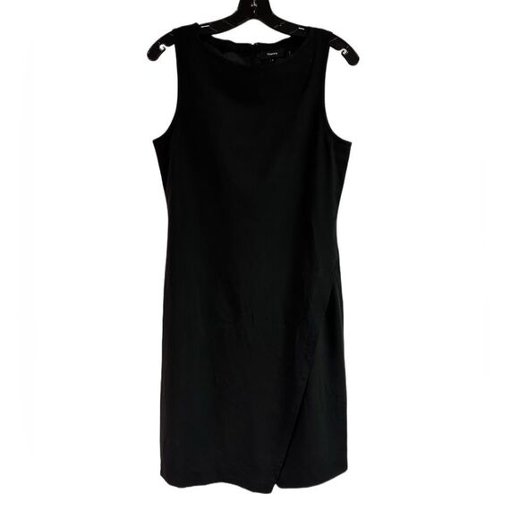 Theory Black Wrap Effect Shift Dress in Good Wool Size 6 - Picture 4 of 10